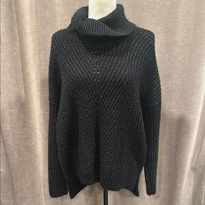 Time and Tru Black Chunky Knit Turtleneck Sweater